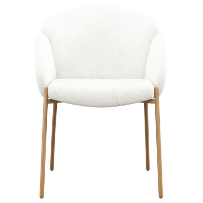 CANDICE-Silla de tela rizada color crudo y metal roble (x2)