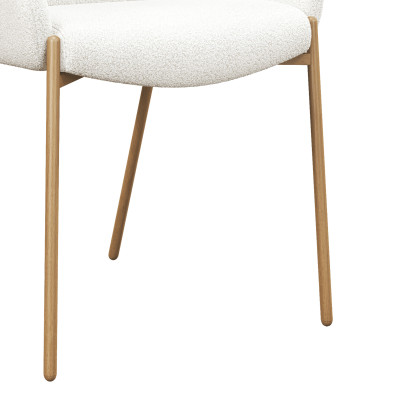 CANDICE-Silla de tela rizada color crudo y metal roble (x2)