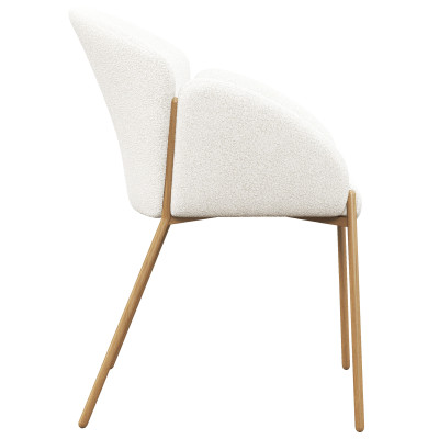 CANDICE-Silla de tela rizada color crudo y metal roble (x2)