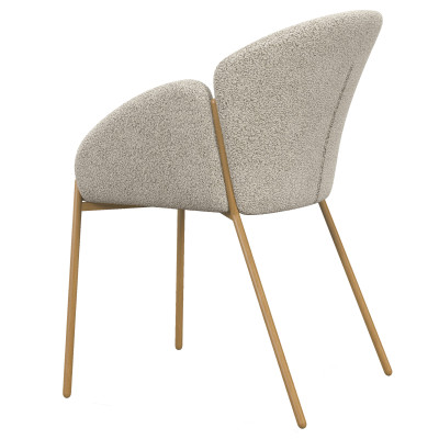 CANDICE-Sedia in tessuto riccio mastice e metallo legno (x2)