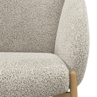 CANDICE-Chaise en tissu bouclé Mastic et métal décor bois (x2)