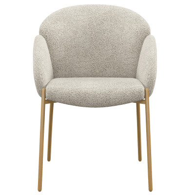 CANDICE-Silla de tela rizada Mastic crudo y metal roble (x2)