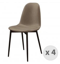 SALLY-Chaise en Velours Taupe et métal noir (x4)