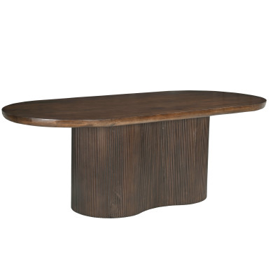 SEVILLE-Table à manger Ovale +12 p L300 cm, Manguier teinté noyer