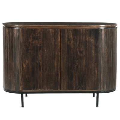 MENTON-Buffet 2 portes en bois de Manguier massif Noyer