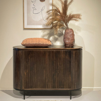 MENTON-Buffet 2 portes en bois de Manguier massif Noyer