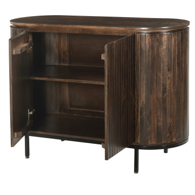 MENTON-Buffet 2 portes en bois de Manguier massif Noyer