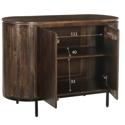 MENTON-Buffet 2 portes en bois de Manguier massif Noyer