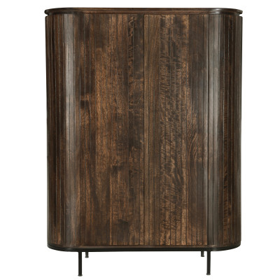 MENTON-Buffet Haut 2 portes en bois de Manguier massif Noyer