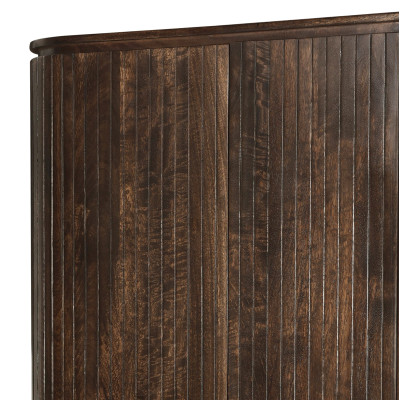 MENTON-Buffet Haut 2 portes en bois de Manguier massif Noyer