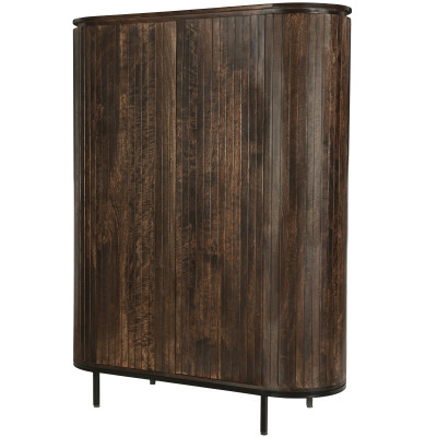 MENTON-Buffet Haut 2 portes en bois de Manguier massif Noyer