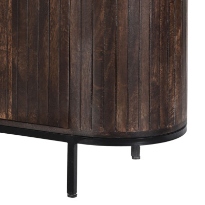 MENTON-Buffet Haut 2 portes en bois de Manguier massif Noyer