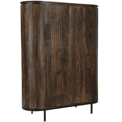 MENTON-Buffet Haut 2 portes en bois de Manguier massif Noyer