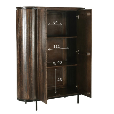 MENTON-Buffet Haut 2 portes en bois de Manguier massif Noyer