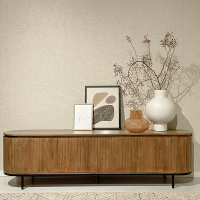 MENTON-Meuble TV 4 portes L210 cm en bois de Manguier massif