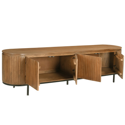 MENTON-Meuble TV 4 portes L210 cm en bois de Manguier massif