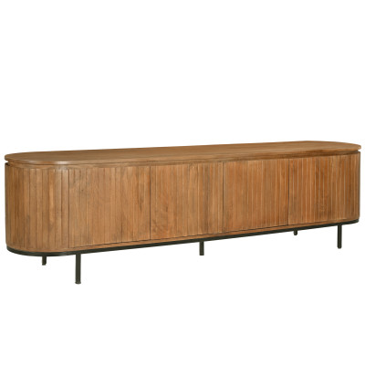 MENTON-Meuble TV 4 portes L210 cm en bois de Manguier massif