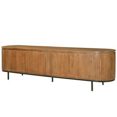 MENTON-Meuble TV 4 portes L210 cm en bois de Manguier massif