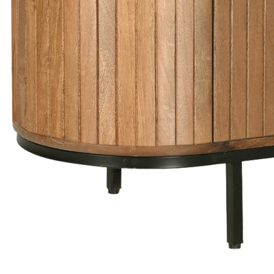 MENTON-Meuble TV 3 portes L.170 cm en Manguier massif et métal noir