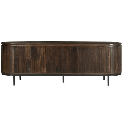 MENTON-Meuble TV 3 portes L170 cm en bois de Manguier massif Noyer