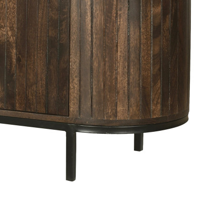 MENTON-Meuble TV 4 portes L210 en bois de Manguier massif Noyer