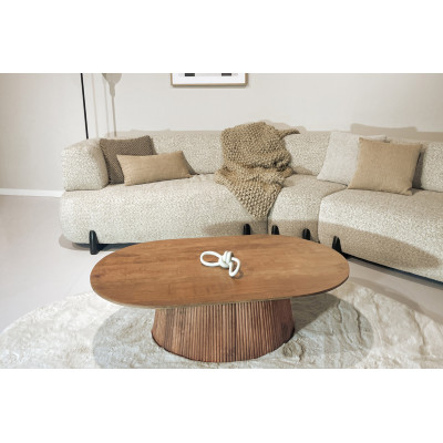 SIENNE-Table basse ovale120x70 cm en Manguier massif