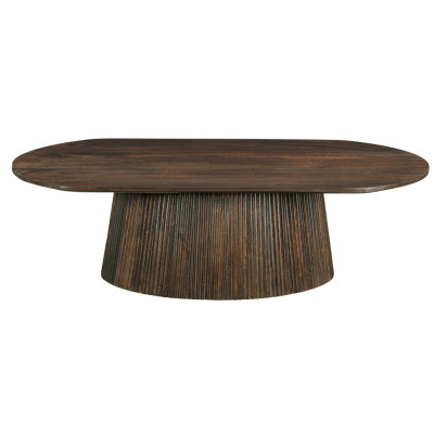 SIENNE-Table basse ovale 120x70 cm en Manguier massif teinté noyer