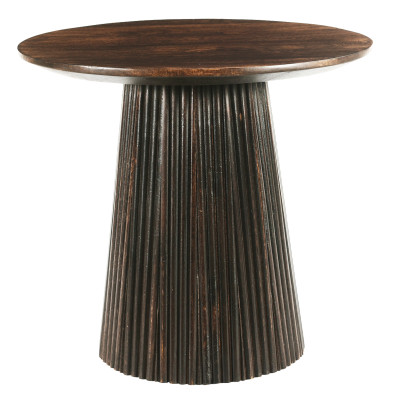 SIENNE-Table basse ronde D.50 cm en Manguier massif teinté noyer