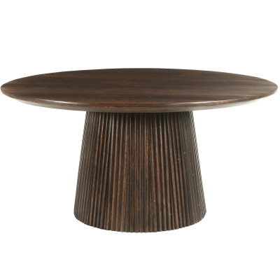 SIENNE-Table basse ronde D.80 cm en Manguier massif teinté noyer