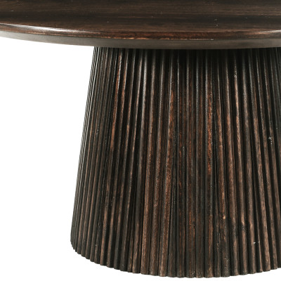 SIENNE-Table basse ronde D.80 cm en Manguier massif teinté noyer