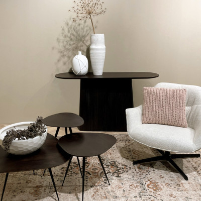 SIENNE-Console L.140 cm en Manguier massif teinté noyer