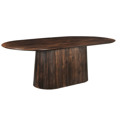 SIENNE-Table à manger Ovale 6/8 personnes L.200, Manguier teinté noyer