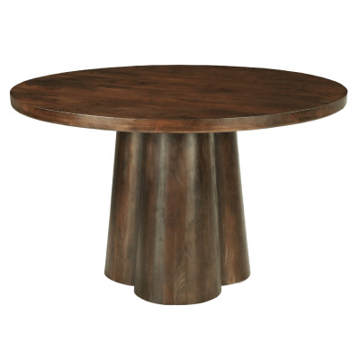 FIGARI-Table à manger Ronde 4 personnes D.130 Manguier teinté noyer