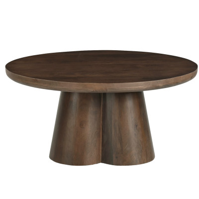 FIGARI-Table basse ronde D.80 cm en Manguier massif teinté noyer