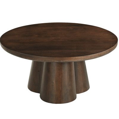 FIGARI-Table basse ronde D.80 cm en Manguier massif teinté noyer