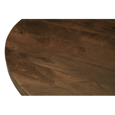 FIGARI-Table basse ronde D.50 cm en Manguier massif teinté noyer