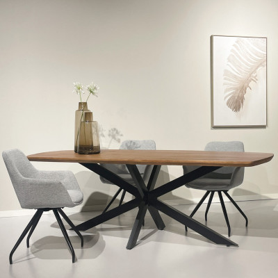 SKAGEN-Table à manger Ovale 6/8 personnes, L.180 cm, Manguier massif