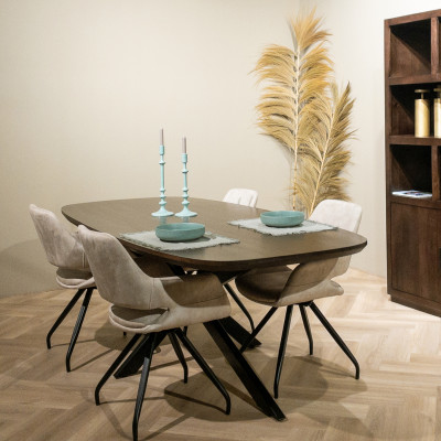 SKAGEN-Table à manger Ovale 6/8 personnes L.180 Manguier teinté noyer