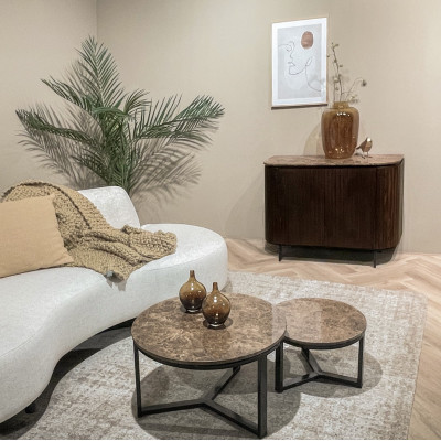 MILANO-Mesa de centro redonda D.60 cm en mármol emperador