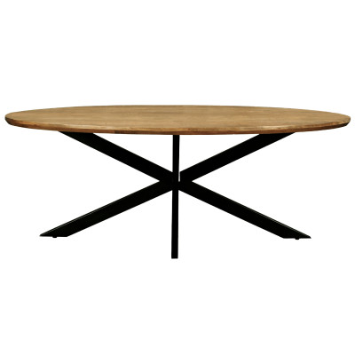 MACY-Mesa de comedor ovalada para 8/10 L240, madera y acero