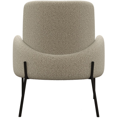 ALEX-Fauteuil en tissu bouclé Mastic et métal noir