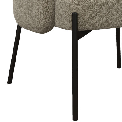 ALEX-Fauteuil en tissu bouclé Mastic et métal noir