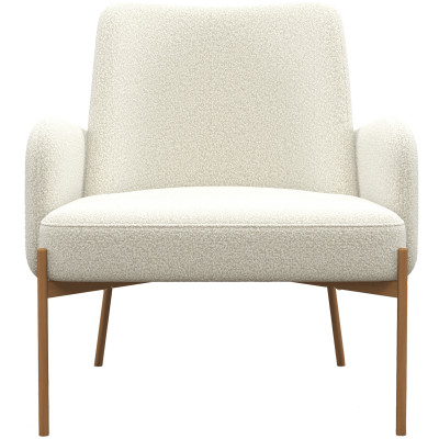 ALEX-Sillón de tela ecru y metal madera