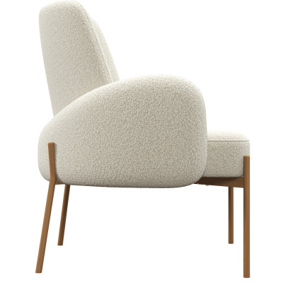 ALEX-Sillón de tela ecru y metal madera