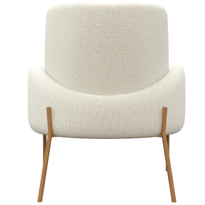 ALEX-Sillón de tela ecru y metal madera