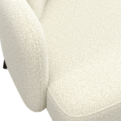 ALEX-Fauteuil en tissu bouclé Ecru métal noir