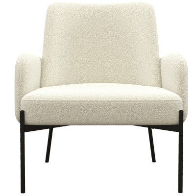 ALEX-Sillón de tela ecru y metal negro