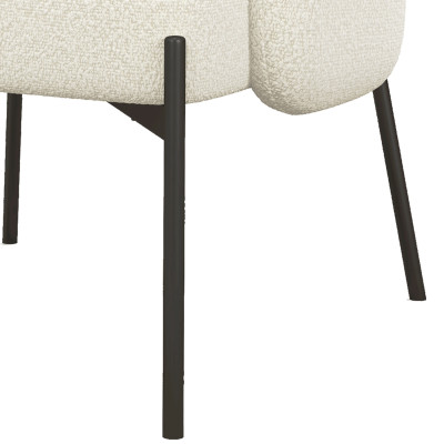 ALEX-Fauteuil en tissu bouclé Ecru métal noir