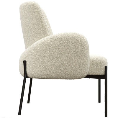ALEX-Fauteuil en tissu bouclé Ecru métal noir