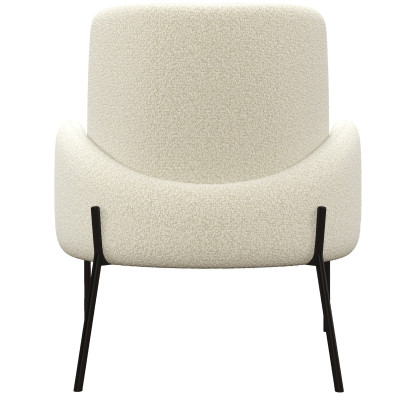 ALEX-Fauteuil en tissu bouclé Ecru métal noir